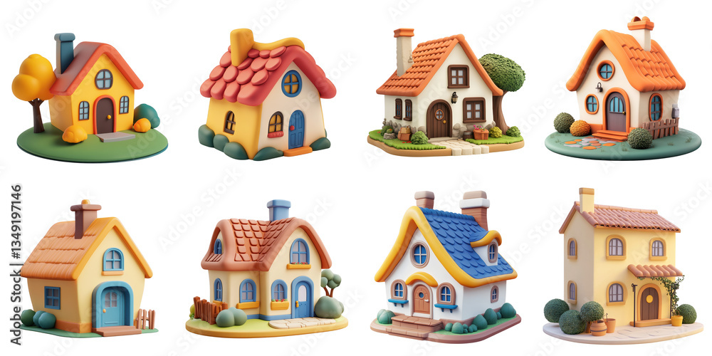 Fototapeta premium Tiny house die cut no bg png for toy building decoration purpose concept.