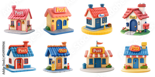 Post office transparent in plasticine mockup isolated png with no background.