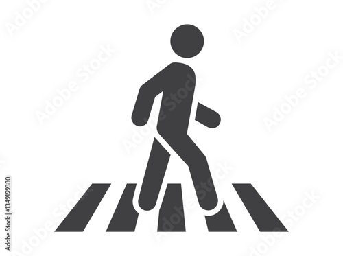 Crosswalk icon. Pedestrian crossing sign. Zebra crossing simple silhouette.