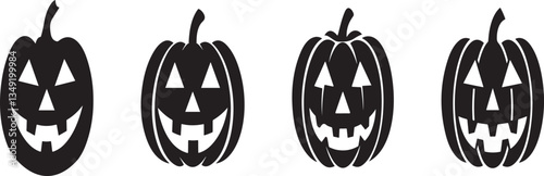 Set of Pumpkin silhouette vector illustration for Halloween
