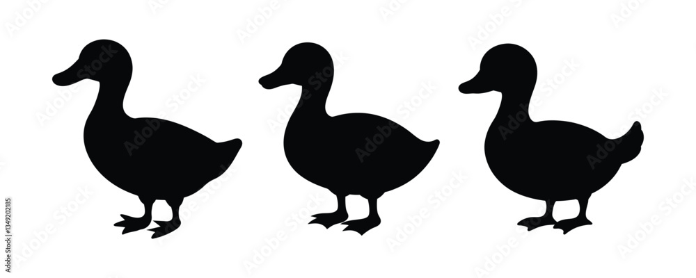 Fototapeta premium Duck Silhouette Illustration of a Domestic Waterfowl Standing on Land