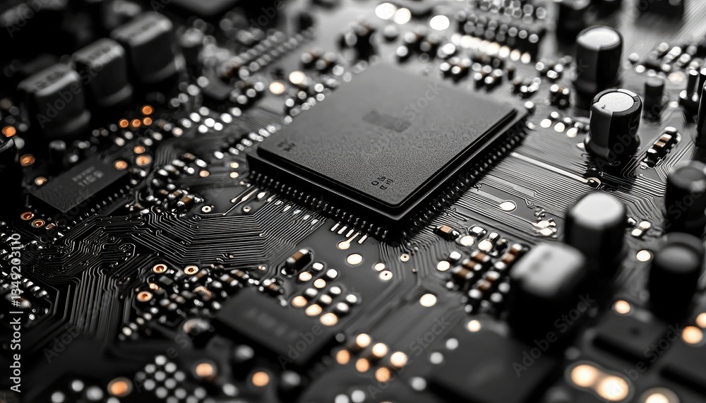 Close-up of a circuit board's intricate design, showcasing components and connections. Illustrates complex technology, ideal for tech articles or websites. Close-up of a circuit board's intricate design, showcasing components and connections. Illustrates complex technology, ideal for tech articles or websites.