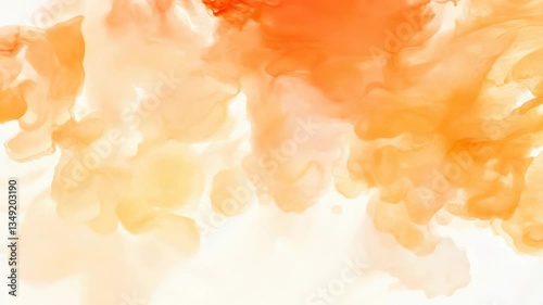 A colorful painting with a white background. The painting is made up of different colors, including orange, pink, and white
