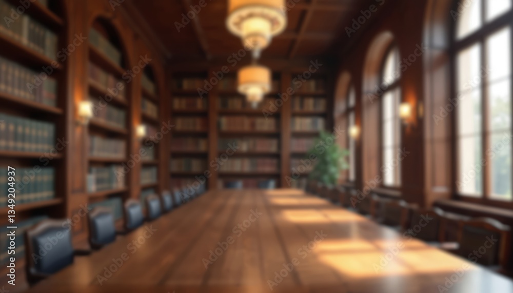 Elegant blurred library backdrop with dark wood bookshelves. Classic reading room setting for video calls, online meetings. Cozy study space, home office background, workspace with comfort, Elegant blurred library backdrop with dark wood bookshelves. Classic reading room setting for video calls, online meetings. Cozy study space, home office background, workspace with comfort,