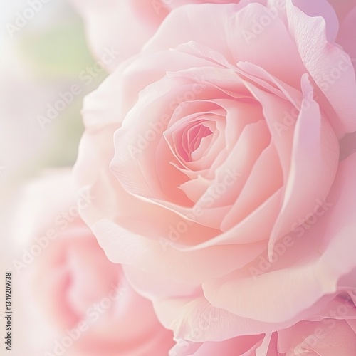 Beautiful pastel pink rose background with soft focus and light effect, featuring many blooming rose flowers. Ideal for romantic wedding cards, greeting cards, banners, and vintage-themed designs. 