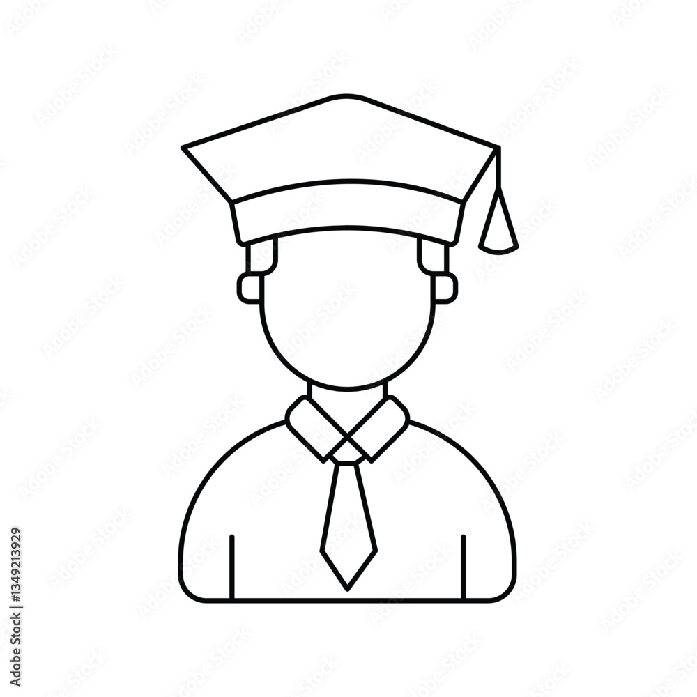 Student lineal icon with white background vector stock illustration Student lineal icon with white background vector stock illustration