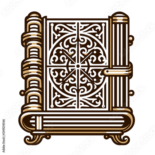 Ornate book design with decorative patterns in vintage style  
