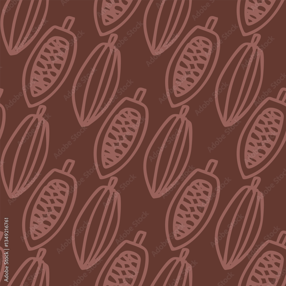 Vector seamless pattern with cocoa beans. Simple repeated background in brown color Vector seamless pattern with cocoa beans. Simple repeated background in brown color