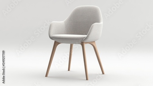 Light beige armchair, studio shot, neutral background, interior design, home decor, product display, 3D model