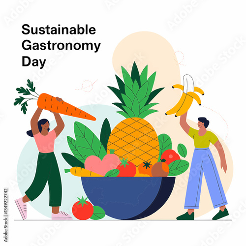 Celebrate sustainable gastronomy day with fresh fruits and vegetables for a healthy balanced diet plan