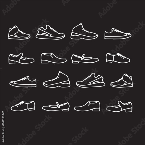 shoes in vector art boots outline illustration