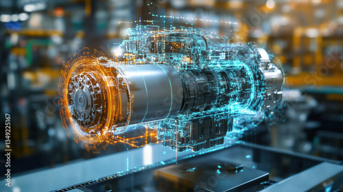 analyzing and optimizing the design of an electric engine. 3d illustration.