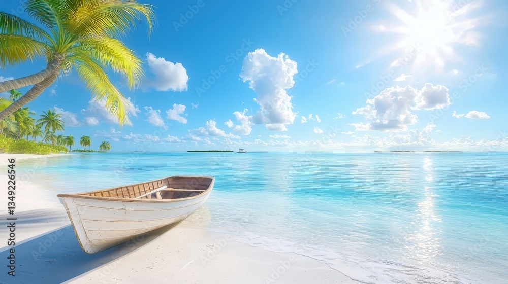 Boat on a Tranquil Beach Scene Boat on a Tranquil Beach Scene