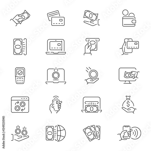 Payment Vector Outline Money Icon Set