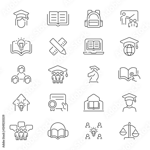 Studying Outline Vector Icon Set