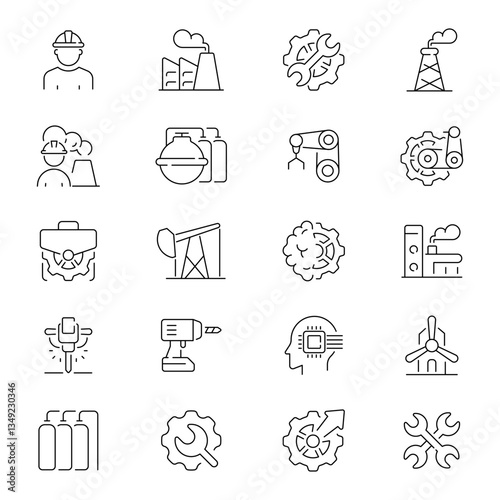 Industry Vector Outline Icon Set