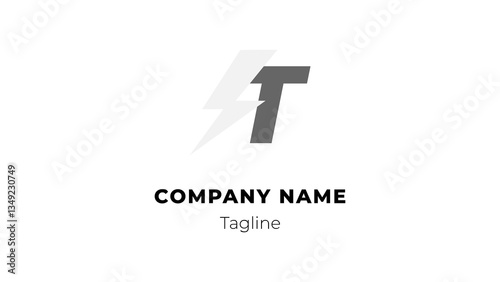 T modern flat design logo with blitz 
