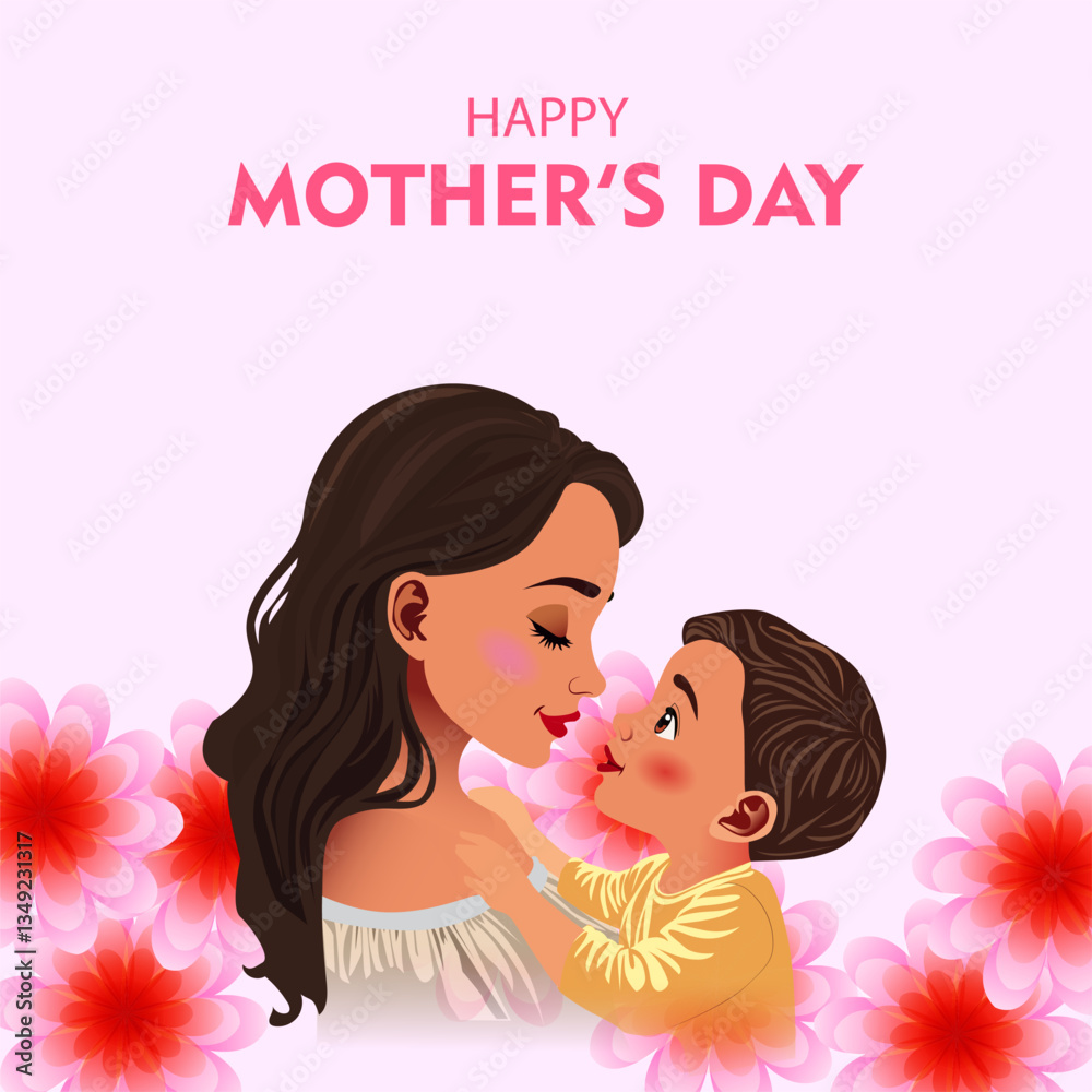 Tender Mother's Day Digital Artwork Featuring Mom and Baby in Warm Embrace with Floral Accents – Ideal for Greeting Cards, Social Media Posts, and Heartfelt Celebration Banners. Tender Mother's Day Digital Artwork Featuring Mom and Baby in Warm Embrace with Floral Accents – Ideal for Greeting Cards, Social Media Posts, and Heartfelt Celebration Banners.