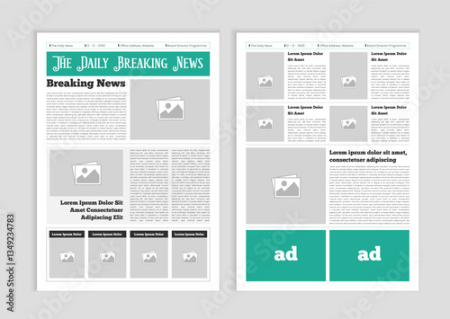 Newspaper layout template. News column articles newsprint magazine design. Brochure newspaper sheets. Editorial journal vector template design
