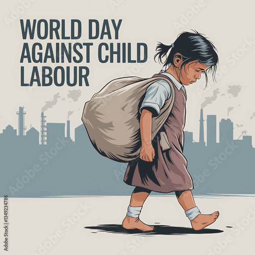 World day against child labour awareness illustration campaign for social justice and human rights issues
