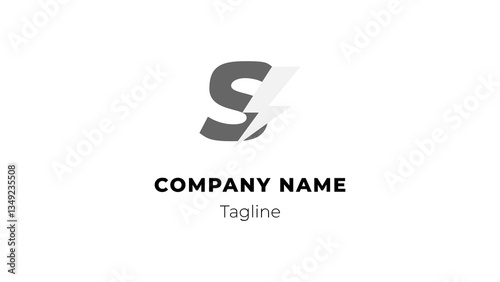 Modern flat S logo with blitz