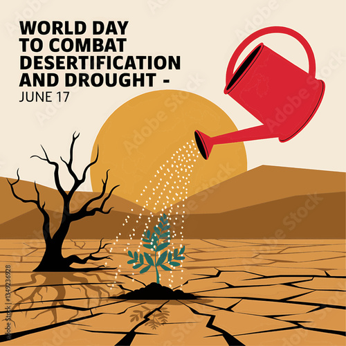 World day to combat desertification and drought awareness illustration for environmental protection effort
