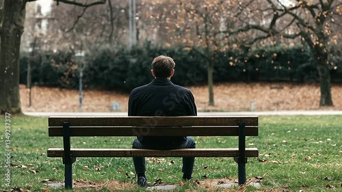 3_A person sitting alone on a park bench looking dejected
