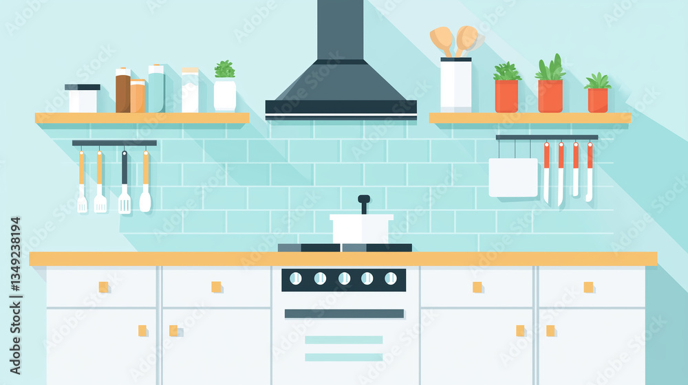 Fototapeta premium Modern Minimalist Kitchen Interior Design