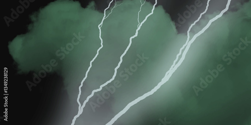 Mountainous Cumulus Clouds Boiling in the Summer Sky. White cloudiness, mist or smog overlay backgrounds. Wide sky and clouds dark tone. Dark cloud at evening sky with thunder bolt.>>
