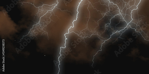 Mountainous Cumulus Clouds Boiling in the Summer Sky. White cloudiness, mist or smog overlay backgrounds. Wide sky and clouds dark tone. Dark cloud at evening sky with thunder bolt.>>

