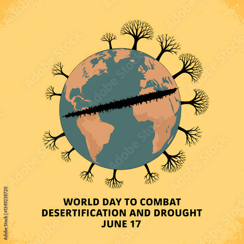 World day to combat desertification and drought june 17 awareness illustration for environmental protection