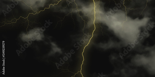Mountainous Cumulus Clouds Boiling in the Summer Sky. White cloudiness, mist or smog overlay backgrounds. Wide sky and clouds dark tone. Dark cloud at evening sky with thunder bolt.>>
