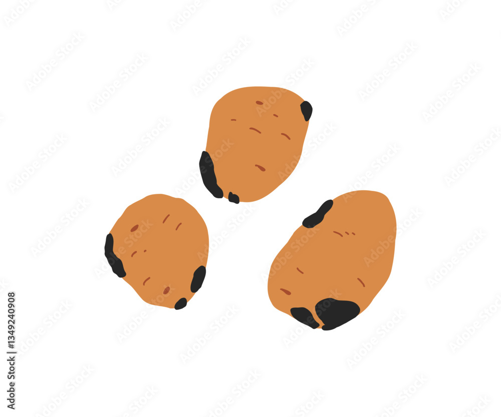 Simple vector illustration of fresh potatoes. Suitable for agricultural, food, and farming-related designs. Simple vector illustration of fresh potatoes. Suitable for agricultural, food, and farming-related designs.