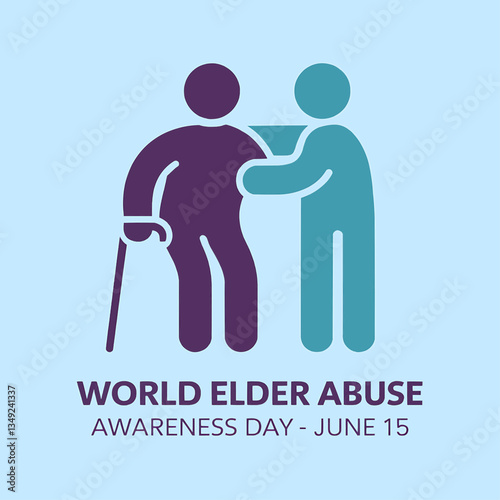 World elder abuse awareness day illustration for social awareness and support for elderly people care and love