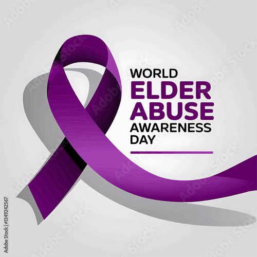 World elder abuse awareness day purple ribbon campaign for elder care and prevention support initiative