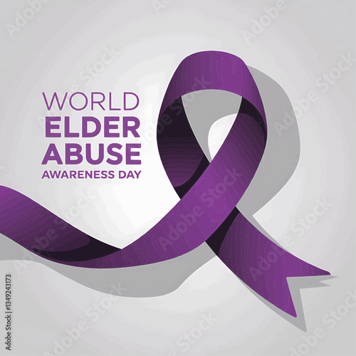 World elder abuse awareness day purple ribbon support campaign for elderly care and protection rights now