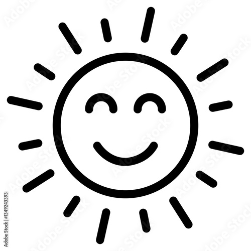 happy sun line  icon
