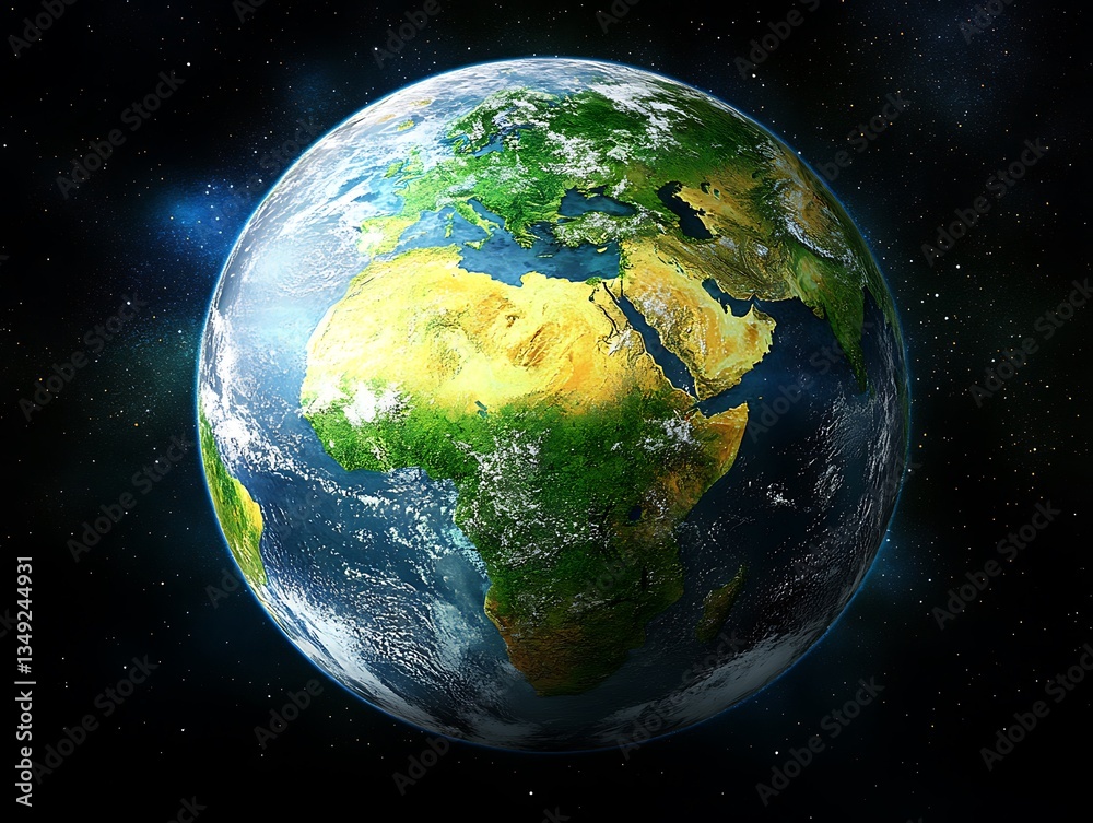 Obraz premium A digital rendering depicts planet earth suspended in the vast cosmos