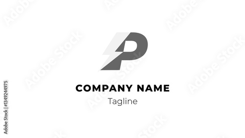 P modern flat design logo with blitz