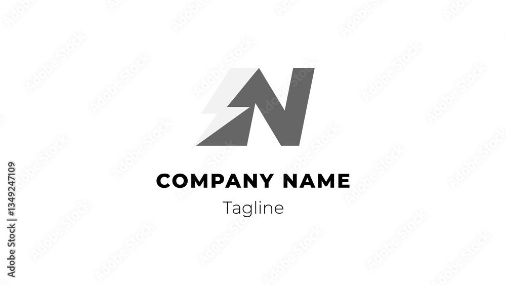 N modern flat design logo with blitz N modern flat design logo with blitz