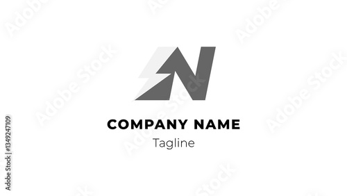 N modern flat design logo with blitz