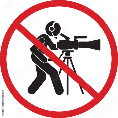 An illustration of a red circle with a red diagonal line symbolizing that recording or taking pictures is prohibited