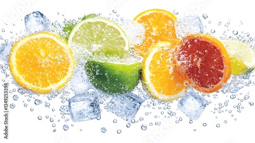 Refreshing citrus drink splash kitchen table food photography bright environment close-up view vibrant concept