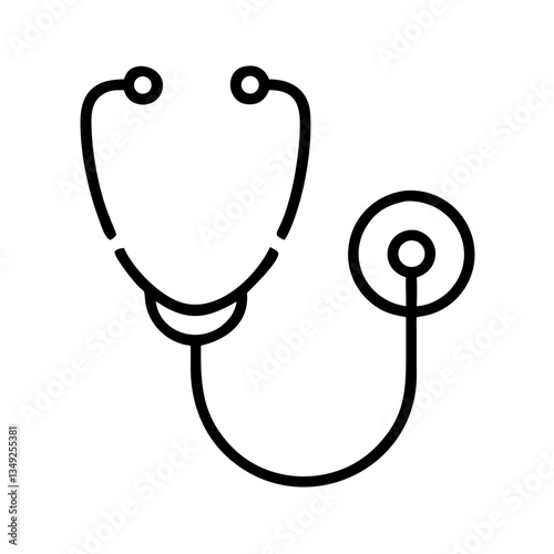 black outline stethoscope icon representing medical examination healthcare diagnostics and doctor equipment isolated on white background