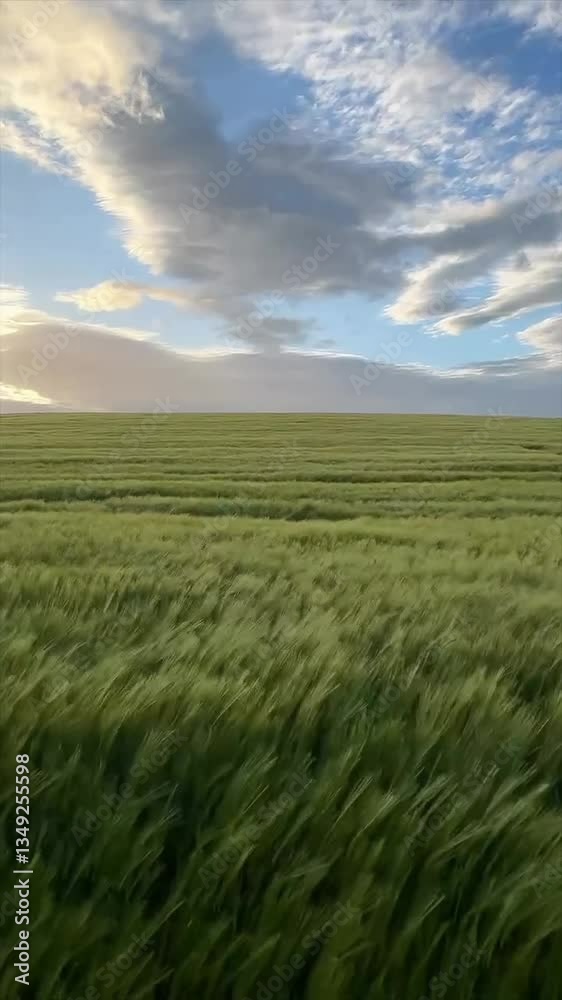 wild grass on the green field blown by the wind wild grass on the green field blown by the wind