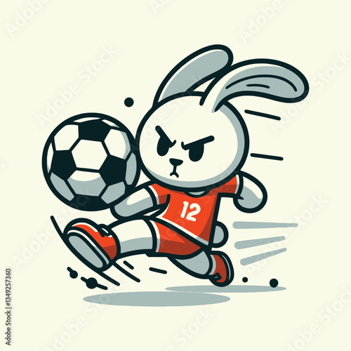 Playful Soccer Bunny Mascot Logo Vector Illustration for Sports