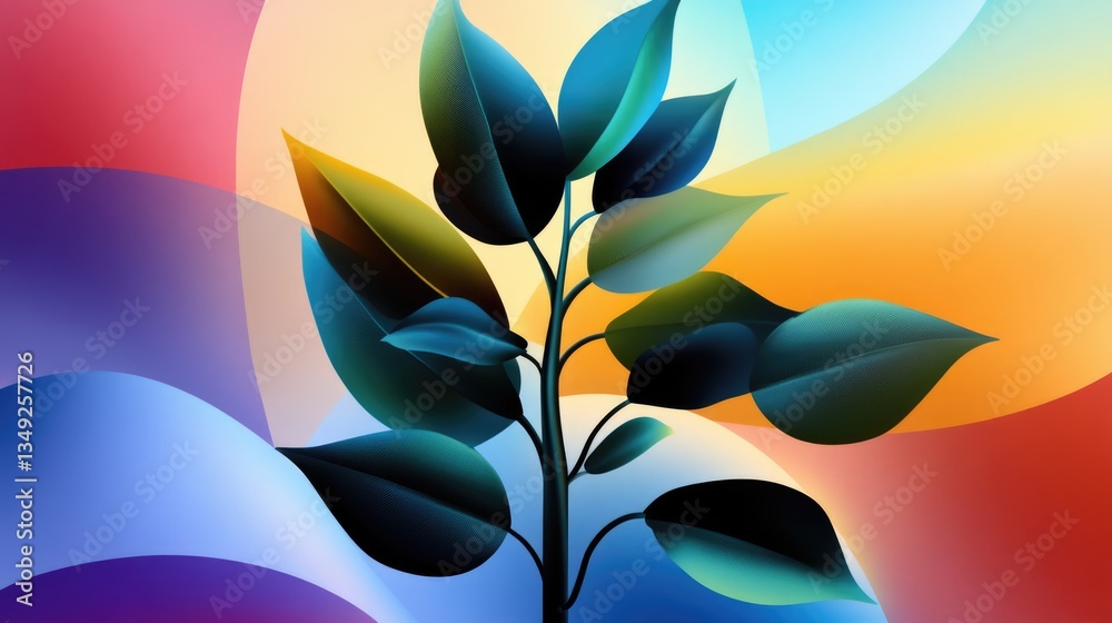 Fototapeta premium Vibrant growth abstract plant design digital art colorful background contemporary style artistic perspective