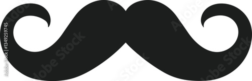 Curled Mexican Mustache Silhouette - Vector Icon for Cinco de Mayo