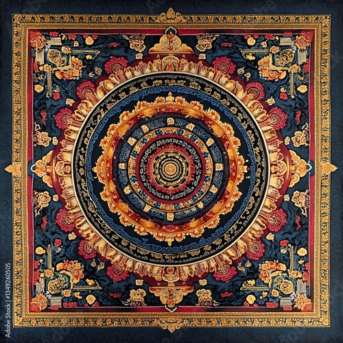 Mandala Art  Tibetan Buddhist Tapestry  Spiritual Decor