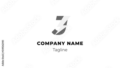 J modern flat design logo with blitz 